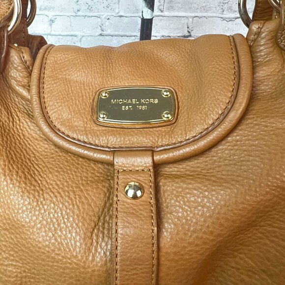 Michael Kors Fulton Camel Brown Leather Satchel Shoulder Bag - Picture 2 of 7